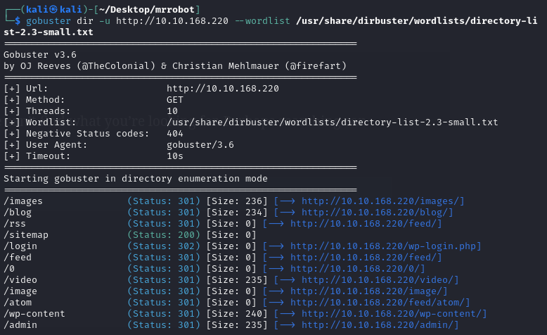 Image showing gobuster progress